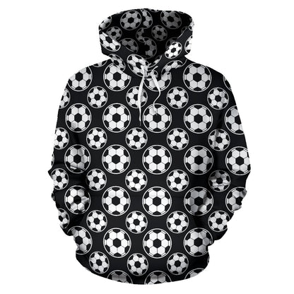 Soccer Ball Black Print Pattern Pullover Hoodie