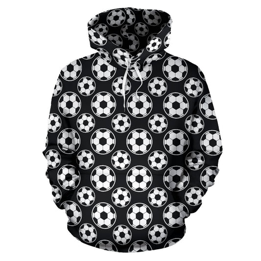 Soccer Ball Black Print Pattern Pullover Hoodie