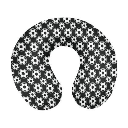 Soccer Ball Black Print Pattern U-Shaped Travel Neck Pillow-JTAMIGO.COM