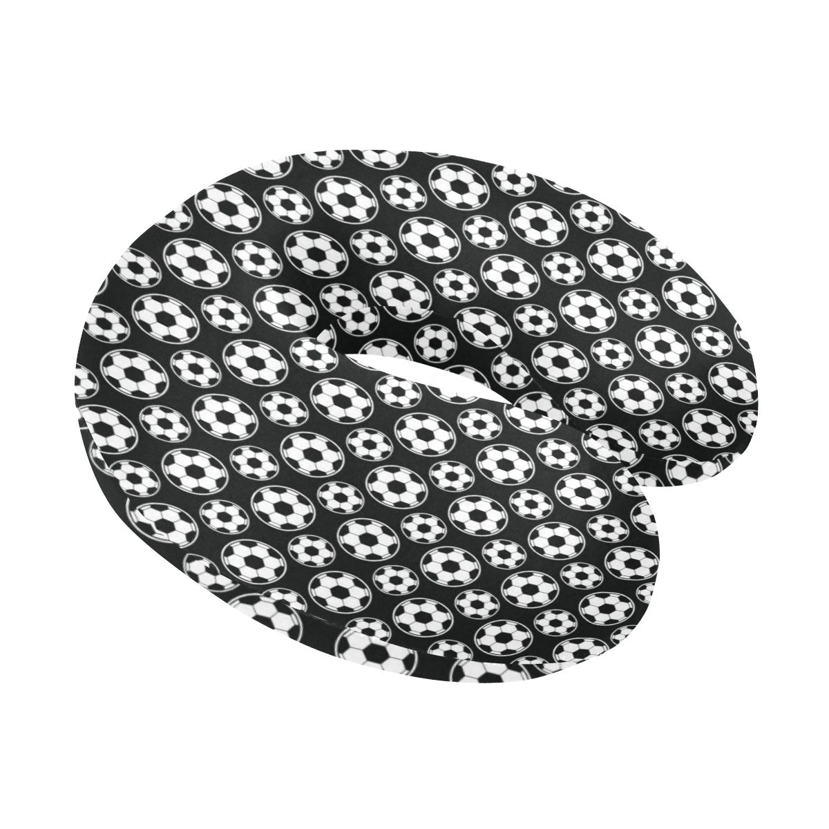 Soccer Ball Black Print Pattern U-Shaped Travel Neck Pillow-JTAMIGO.COM