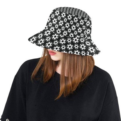 Soccer Ball Black Print Pattern Unisex Bucket Hat