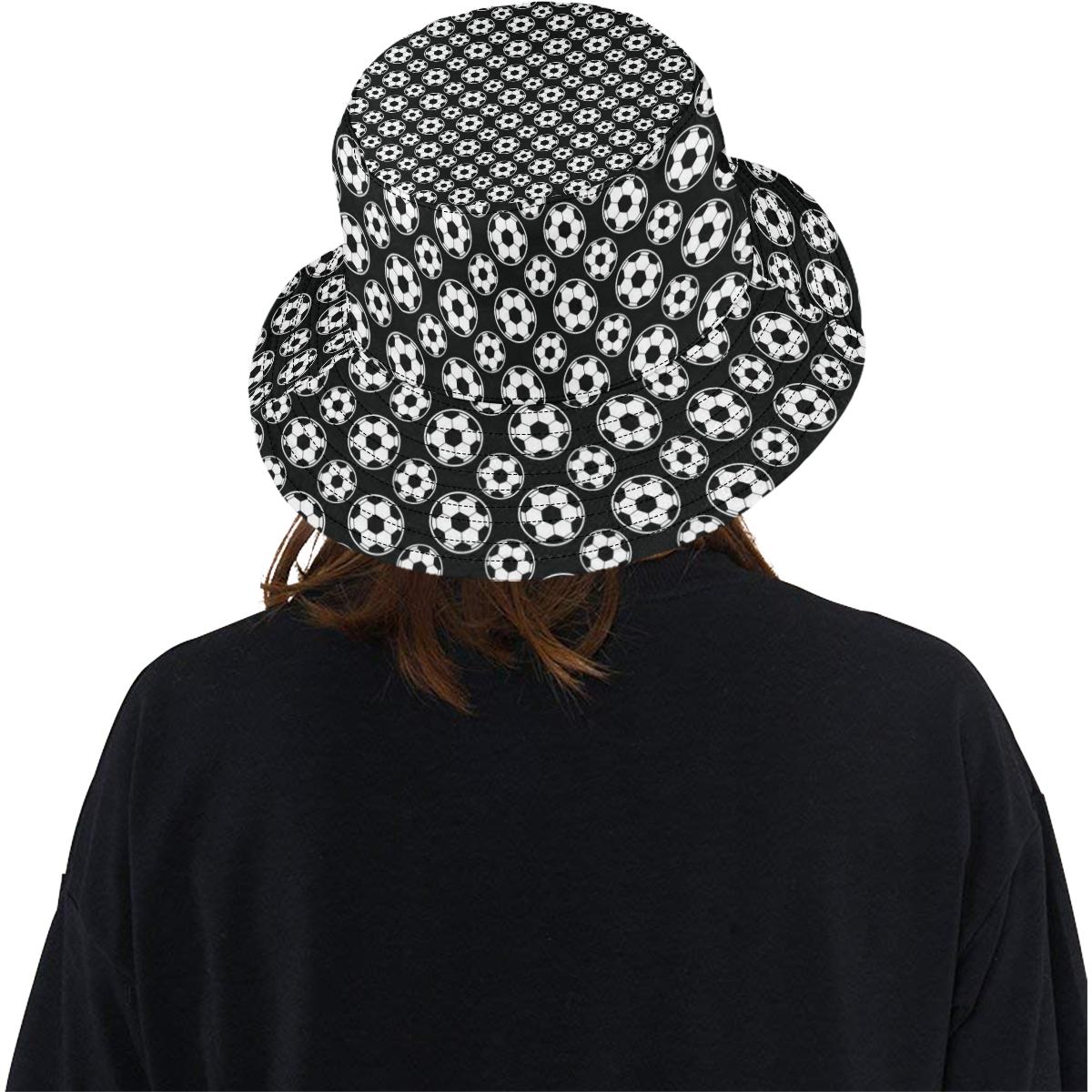 Soccer Ball Black Print Pattern Unisex Bucket Hat