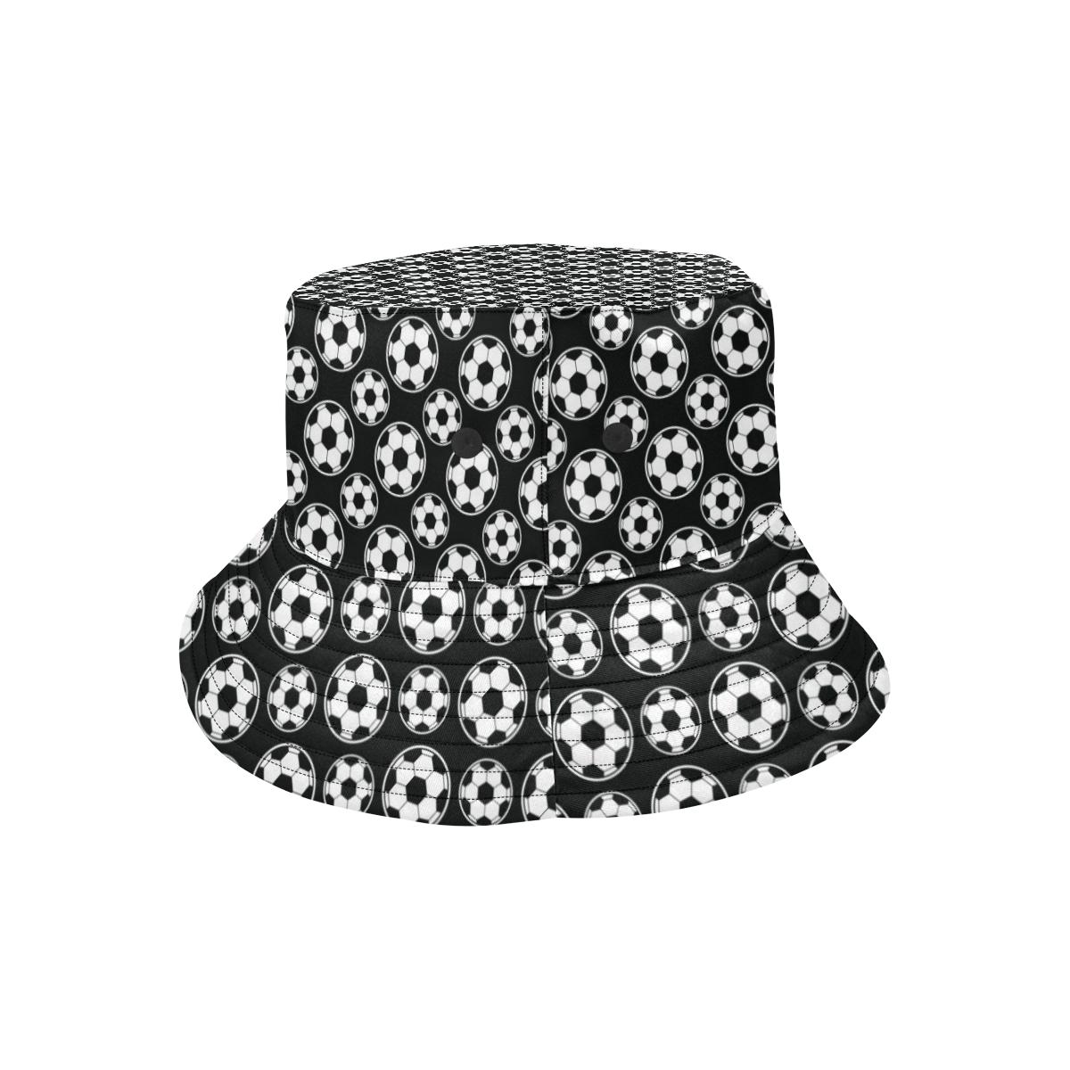 Soccer Ball Black Print Pattern Unisex Bucket Hat