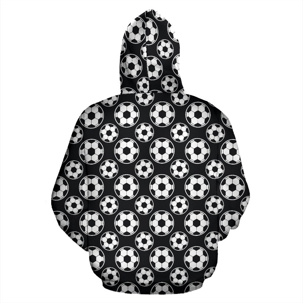 Soccer Ball Black Print Pattern Zip Up Hoodie