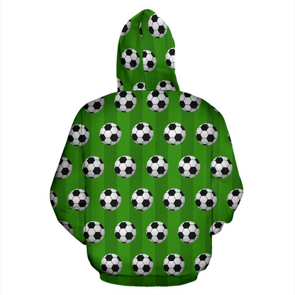 Soccer Ball Green Background Print Zip Up Hoodie