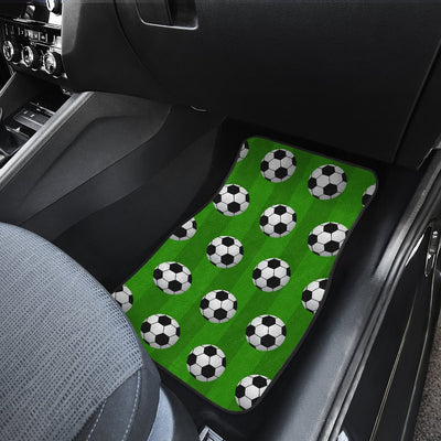 Soccer Ball Green Backgrpund Print Car Floor Mats