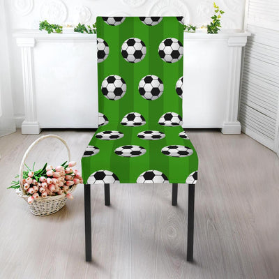 Soccer Ball Green Backgrpund Print Dining Chair Slipcover-JTAMIGO.COM