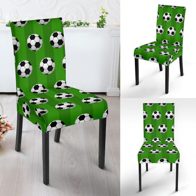 Soccer Ball Green Backgrpund Print Dining Chair Slipcover-JTAMIGO.COM