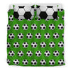 Soccer Ball Green Backgrpund Print Duvet Cover Bedding Set