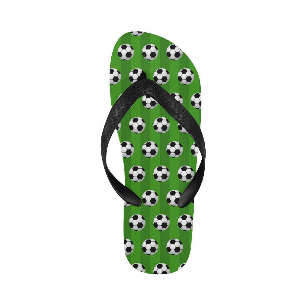 Soccer Ball Green Backgrpund Print Flip Flops-JTAMIGO.COM