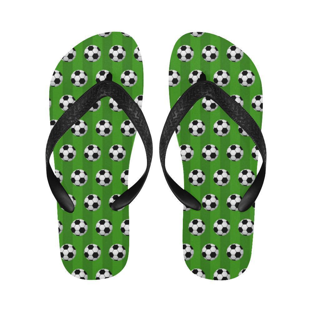 Soccer Ball Green Backgrpund Print Flip Flops-JTAMIGO.COM