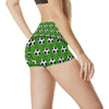 Soccer Ball Green Backgrpund Print High Waisted Spandex Shorts-JTAMIGO.COM