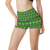 Soccer Ball Green Backgrpund Print High Waisted Spandex Shorts-JTAMIGO.COM