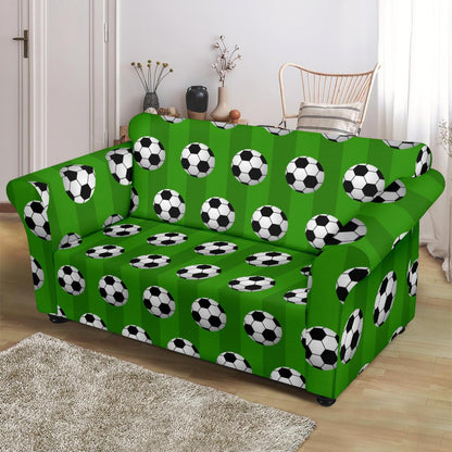 Soccer Ball Green Backgrpund Print Loveseat Slipcover-JTAMIGO.COM