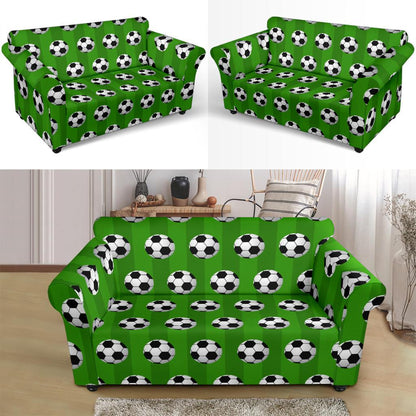 Soccer Ball Green Backgrpund Print Loveseat Slipcover-JTAMIGO.COM