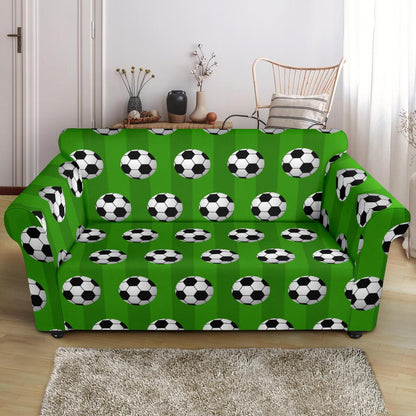 Soccer Ball Green Backgrpund Print Loveseat Slipcover-JTAMIGO.COM