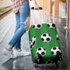 Soccer Ball Green Backgrpund Print Luggage Cover Protector