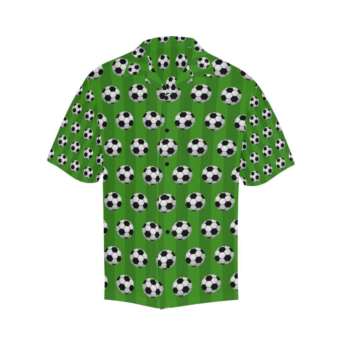 Soccer Ball Green Backgrpund Print Men Aloha Hawaiian Shirt