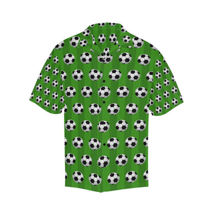 Soccer Ball Green Backgrpund Print Men Aloha Hawaiian Shirt