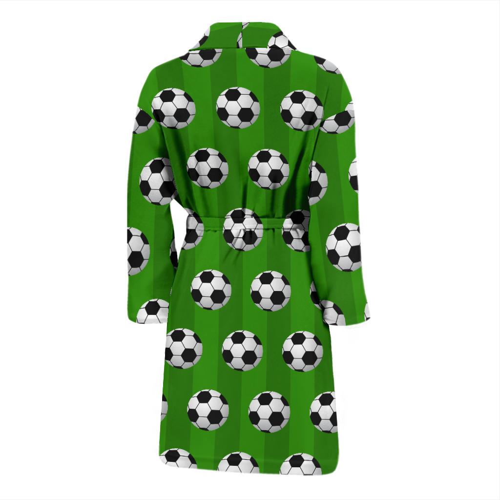 Soccer Ball Green Backgrpund Print Men Bath Robe-JTAMIGO.COM