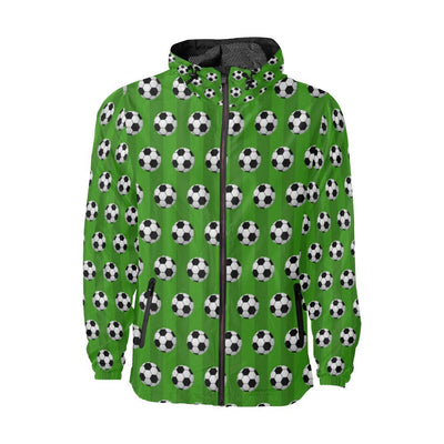 Soccer Ball Green Backgrpund Print Men Windbreaker Jacket-JTAMIGO.COM