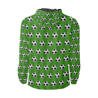 Soccer Ball Green Backgrpund Print Men Windbreaker Jacket-JTAMIGO.COM