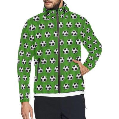 Soccer Ball Green Backgrpund Print Men Windbreaker Jacket-JTAMIGO.COM