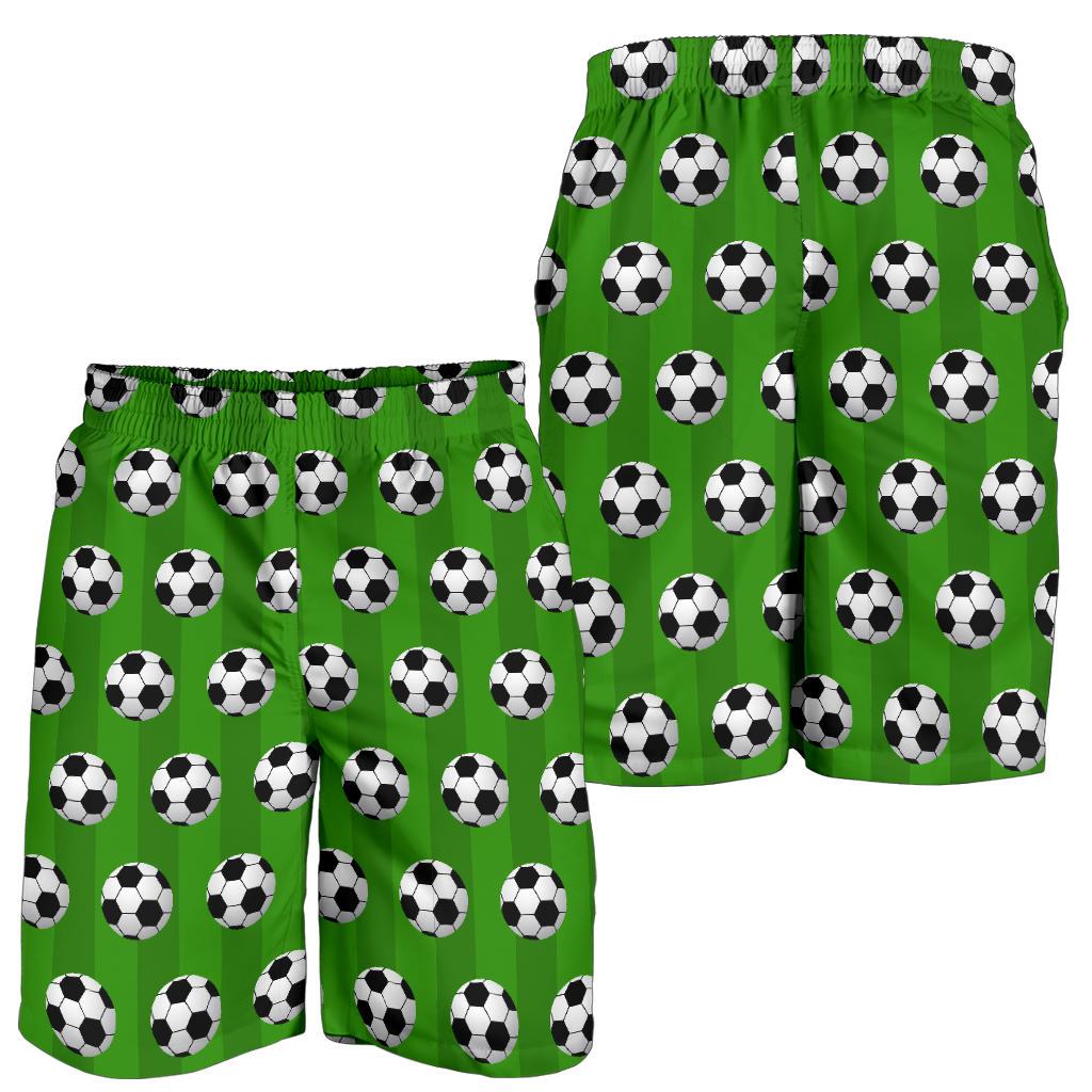 Soccer Ball Green Backgrpund Print Mens Shorts-JTAMIGO.COM