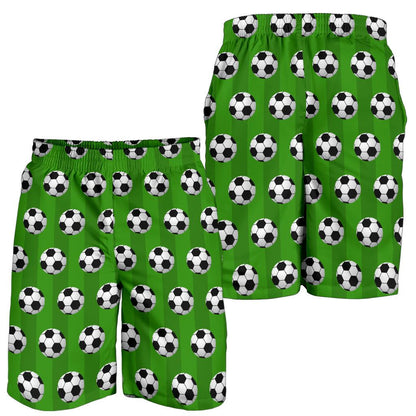 Soccer Ball Green Backgrpund Print Mens Shorts-JTAMIGO.COM