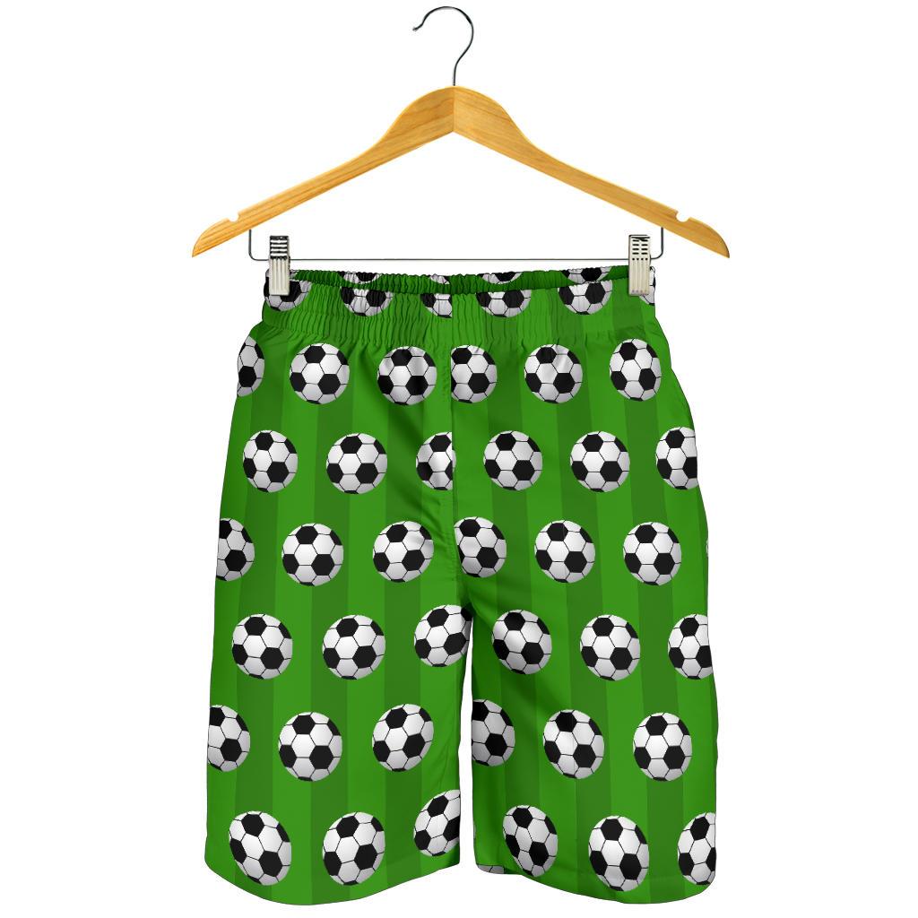 Soccer Ball Green Backgrpund Print Mens Shorts-JTAMIGO.COM