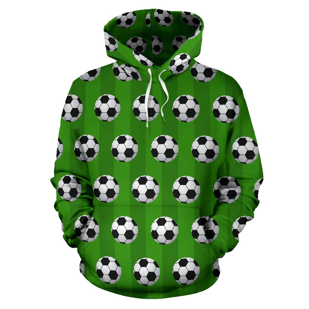 Soccer Ball Green Backgrpund Print Pullover Hoodie