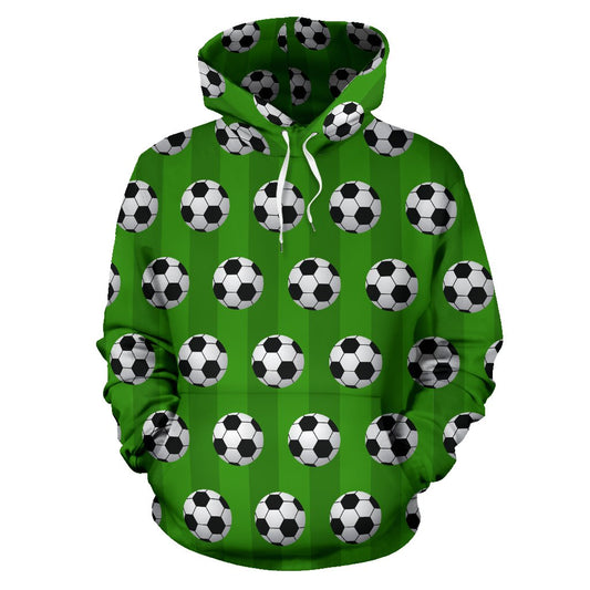 Soccer Ball Green Backgrpund Print Pullover Hoodie