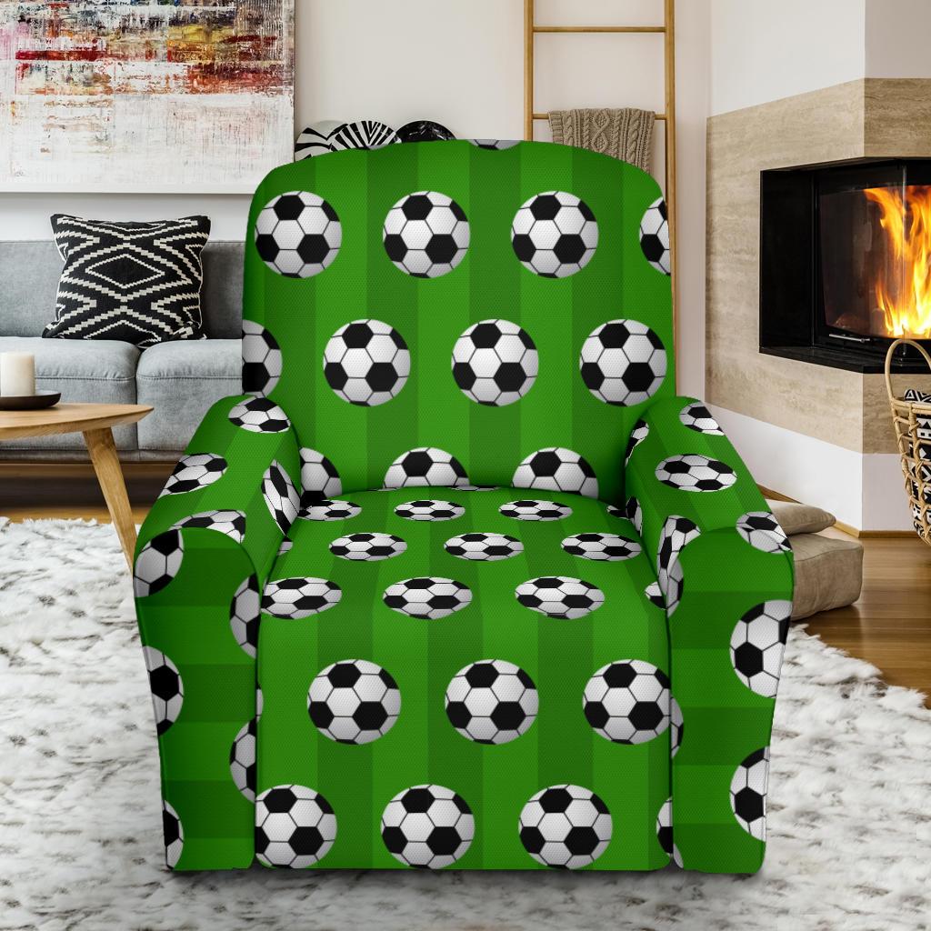 Soccer Ball Green Backgrpund Print Single Sofa Slipcover -JTAMIGO.COM