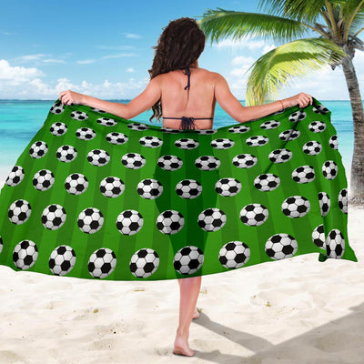 Soccer Ball Green Backgrpund Print Sarong Pareo Wrap