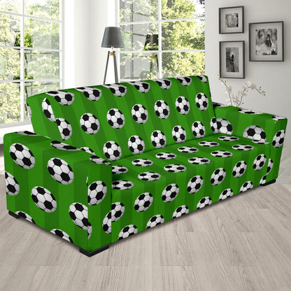 Soccer Ball Green Backgrpund Print Sofa Slipcover-JTAMIGO.COM