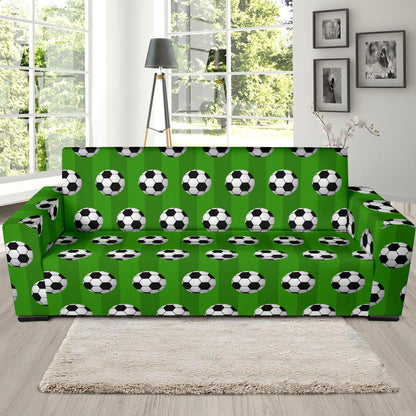 Soccer Ball Green Backgrpund Print Sofa Slipcover-JTAMIGO.COM