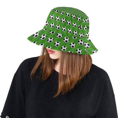 Soccer Ball Green Backgrpund Print Unisex Bucket Hat