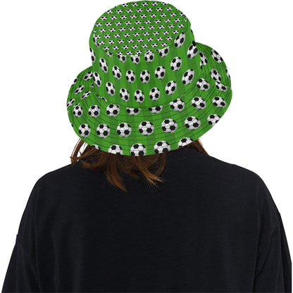 Soccer Ball Green Backgrpund Print Unisex Bucket Hat
