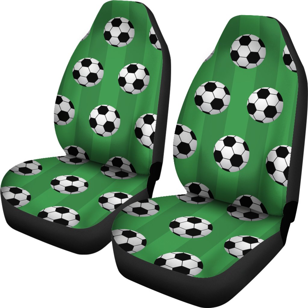 Soccer Ball Green Backgrpund Print Universal Fit Car Seat Covers