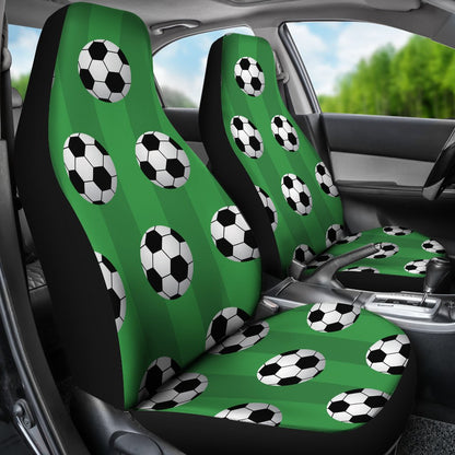 Soccer Ball Green Backgrpund Print Universal Fit Car Seat Covers