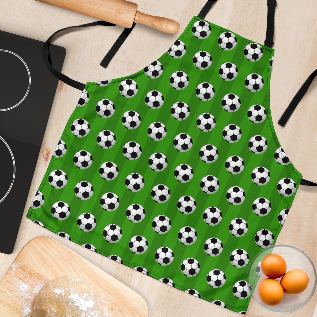 Soccer Ball Green Backgrpund Print Women Apron