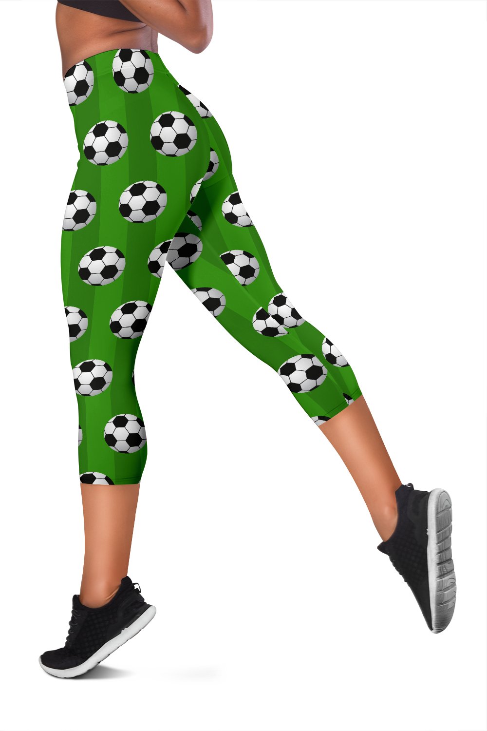 Soccer Ball Green Backgrpund Print Women Capris