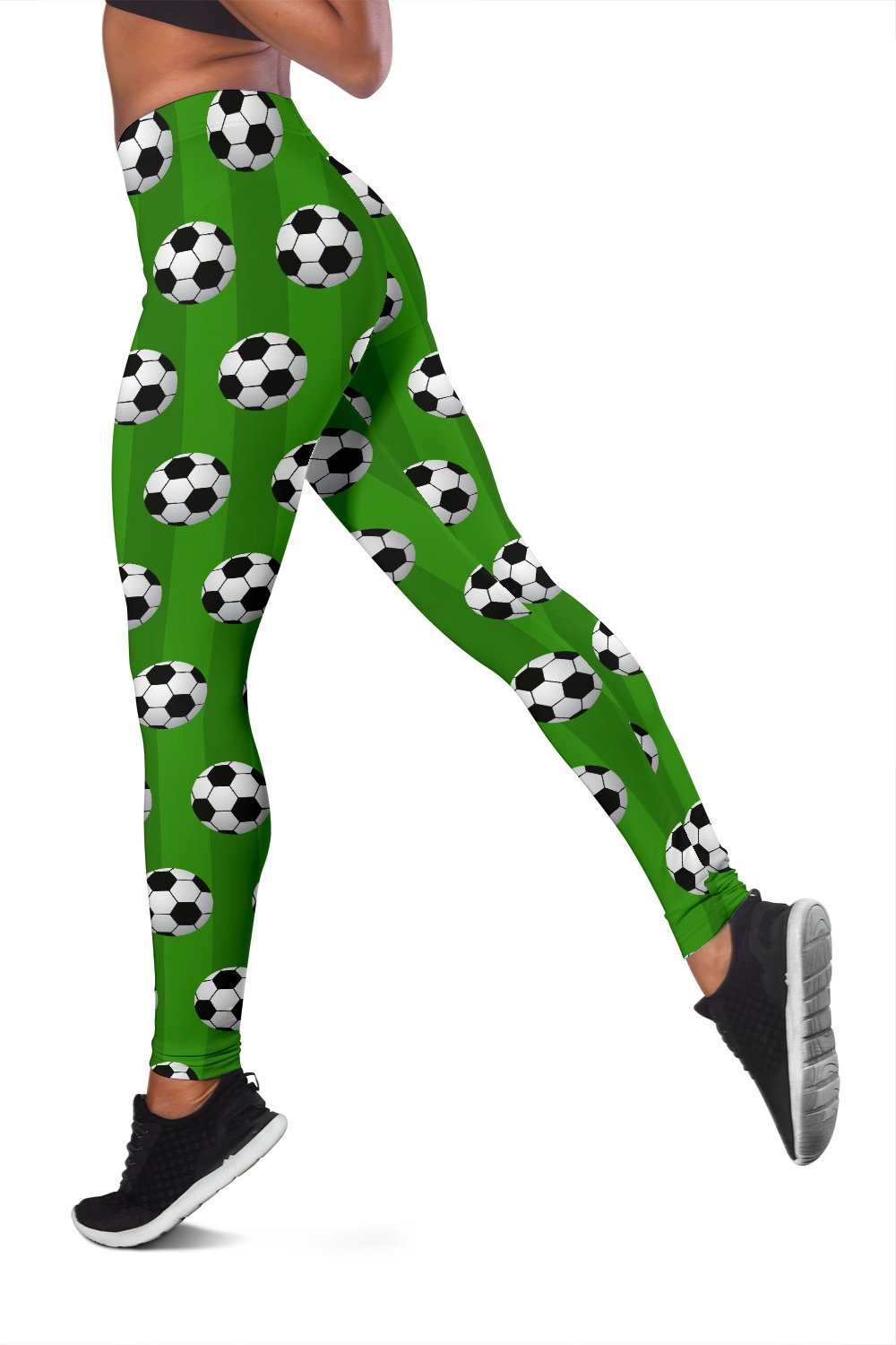 Soccer Ball Green Backgrpund Print Women Leggings