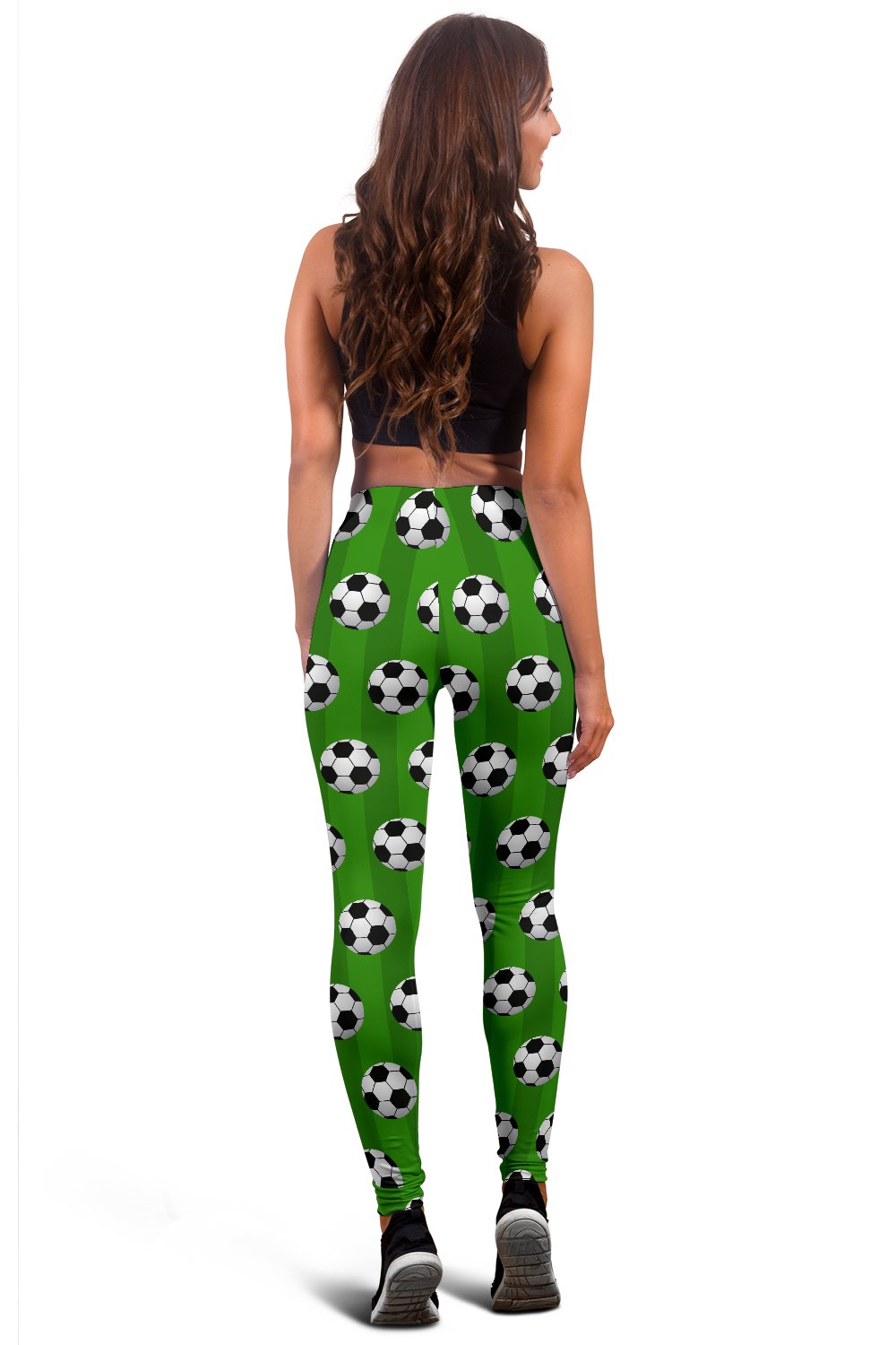 Soccer Ball Green Backgrpund Print Women Leggings
