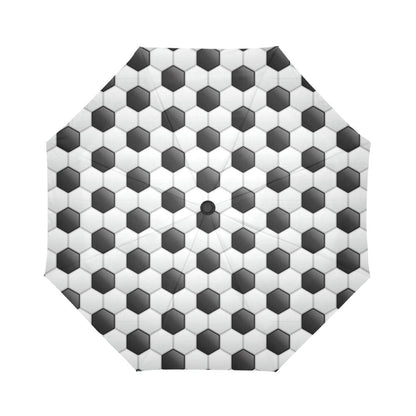 Soccer Ball Texture Print Pattern Automatic Foldable Umbrella