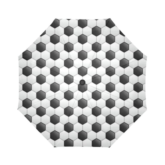 Soccer Ball Texture Print Pattern Automatic Foldable Umbrella