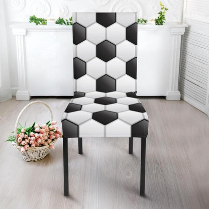 Soccer Ball Texture Print Pattern Dining Chair Slipcover-JTAMIGO.COM