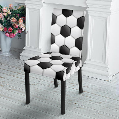 Soccer Ball Texture Print Pattern Dining Chair Slipcover-JTAMIGO.COM
