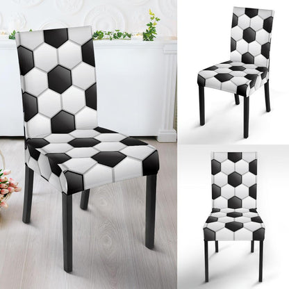 Soccer Ball Texture Print Pattern Dining Chair Slipcover-JTAMIGO.COM