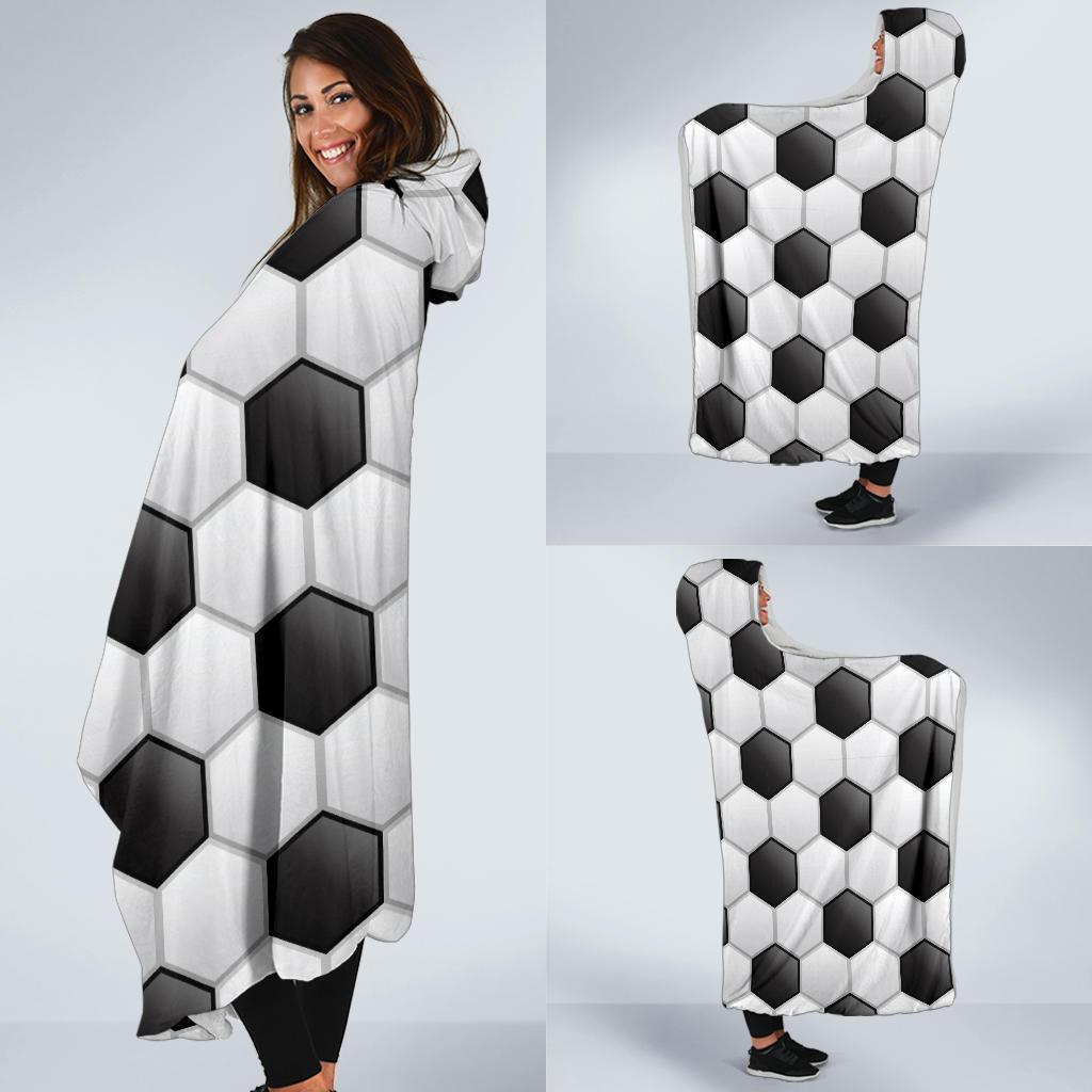 Soccer Ball Texture Print Pattern Hooded Blanket-JTAMIGO.COM